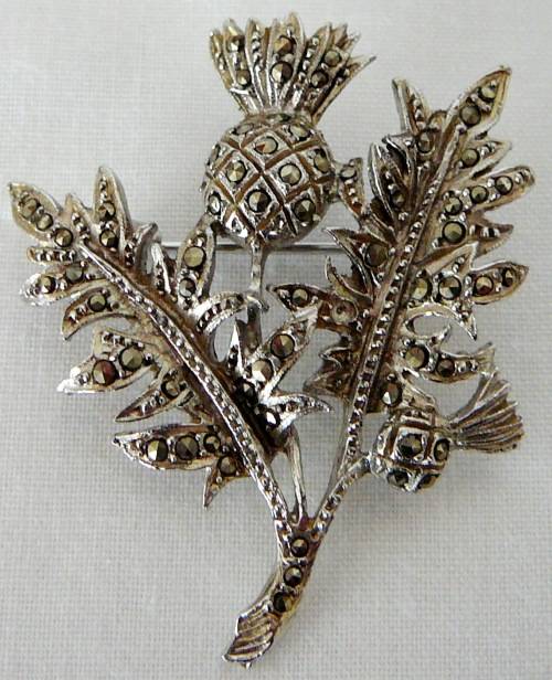 A Very Attractive Marcasite Brooch - Scottish Thistle