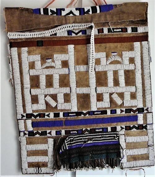 A Hand Made Glass Bead and Leather African Wall Hanging