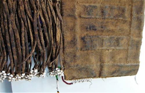 A Hand Made Glass Bead and Leather African Wall Hanging