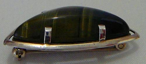 A Beautiful Hawk Eye Stone Brooch set into Sterling Silver