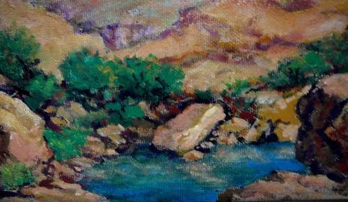 A Stunning Mountain Pool Scene Oil On Board - Artist Unknown