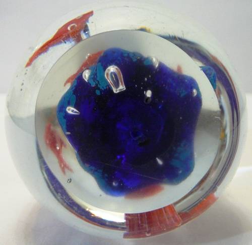 A Very Colourful Conical Glass Paperweight - Like Goldfish in a Bowl