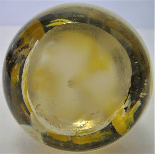 A Very Pretty Yellow and White Glass  Paperweight