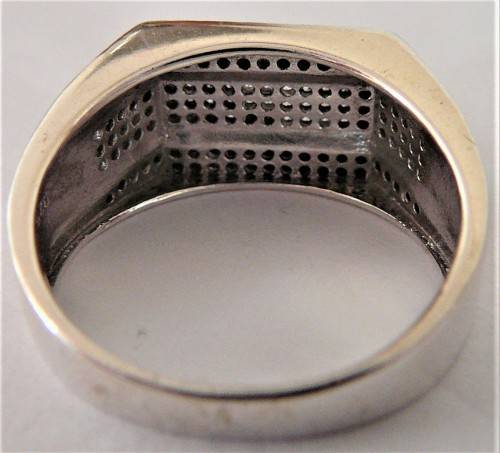 A Gorgeous Sterling Silver Ring set with Black & White CZ's