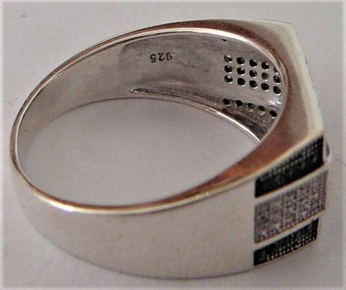 A Gorgeous Sterling Silver Ring set with Black & White CZ's