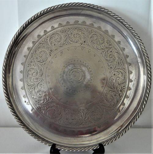 An Antique Elkington Plate Card TrayWaiterSalver c 1881
