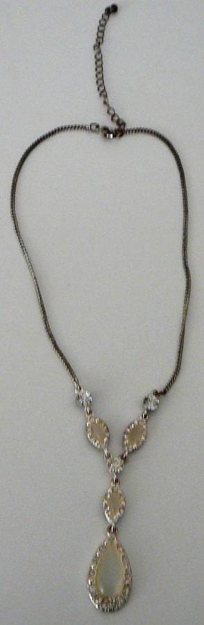 Pendant Necklace with Diamante on Silver coloured Chain