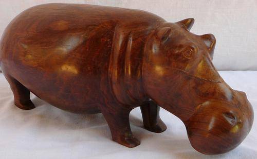 Wooden Carving of a Hippo