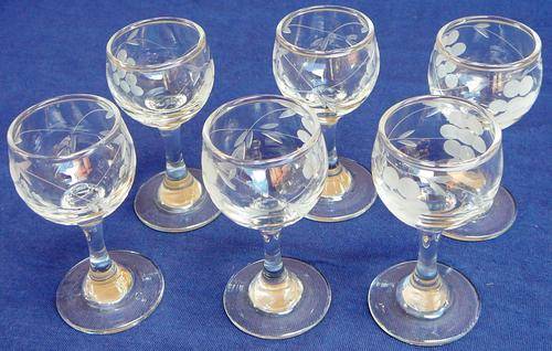Set of 6 Grape Pattern Liquour Glasses