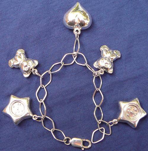 Silver 925 Chain Bracelet with 5 Charms