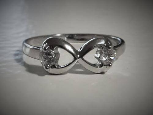 Silver infinity double hearts ring - Local stock