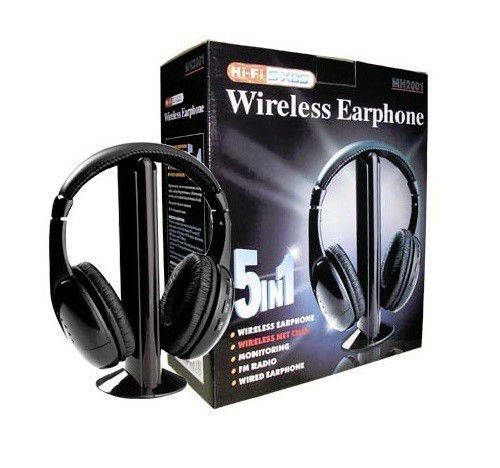 5in 1 HIFI Wireless Headphone Earphone Headset Monitor FM Radio For TV CD MP3 PC