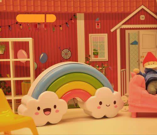 LED Rainbow Night Light Sound Voice Control Lamp for Baby Bedside + Wall Sticker