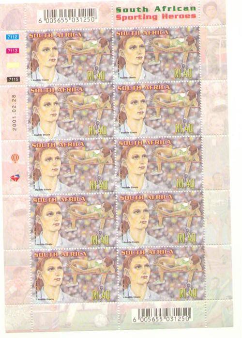 2001 SPORTING HEROES  FULL SHEET MINT HESTRIE CLOETE