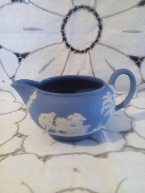 Wedgwood Jasperware blue and white creamer,  in excellent condition.