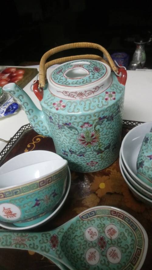 Simply stunning Chinese turquoise tea and dinner set
