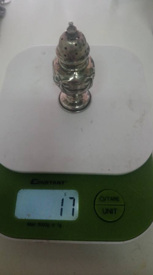 Hallmarked English silver pepperette selling for scrap.