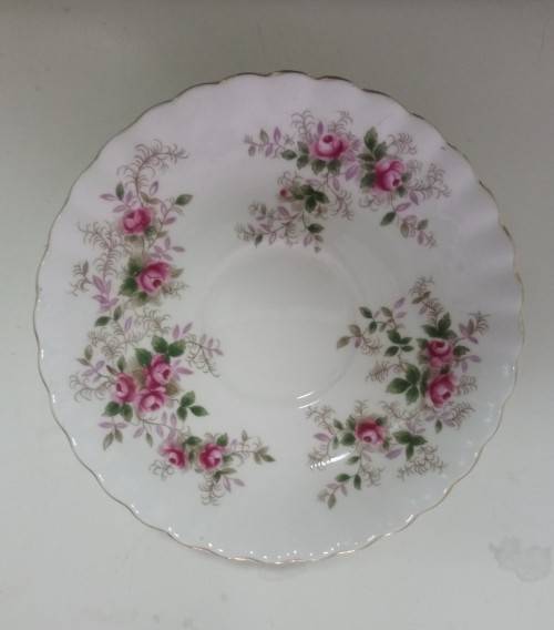 Trio of Royal Albert saucers.. Birthday series and Lavender Rose