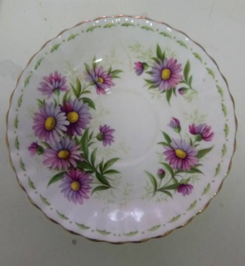 Trio of Royal Albert saucers.. Birthday series and Lavender Rose