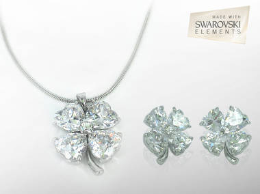 4 Leafed Clover Swarovski Jewellery Set