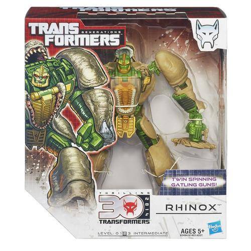 Transformers Generations "Thrilling 30" Series Voyager Class 7 Inch Tall Robot Action Figure - Maximal RHINOX with Twin Spinning Gattling Gun (Beast Mode: Rhinoceros)