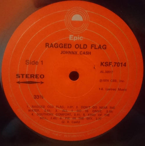 Johnny Cash "Ragged Old Flag" 1974 South African press