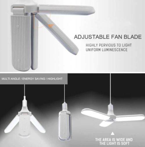50W AC 220V FOLDABLE FAN LED BULB / SUPER BRIGHT LIGHT / LTD STOCK AVAILABLE !!