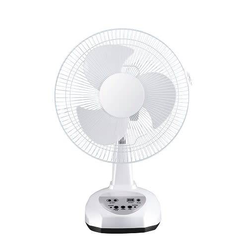 30CM SOLAR FAN...RECHARGEABLE INTERNAL BATTERY...AC/DC INPUT...2 LED BULBS & BUILT IN NIGHT LIGHT
