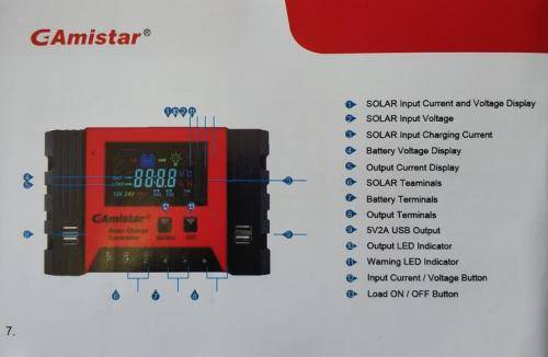 20A SOLAR CHARGE CONTROLLER...12 & 24V...4 x 5v 2A USB...2020 UPGRADED SPEC !!
