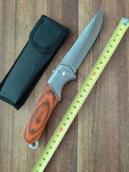 NEW STAINLESS STEEL FOLDING KNIFE WITH POUCH-240 mm WHEN OPENED-112 MM BLADE-SAFETY LATCH !