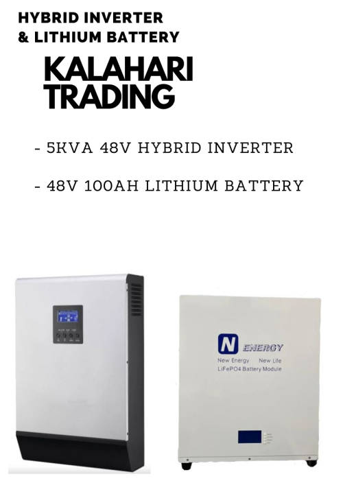 5kva/5000va 48v Hybrid Inverter + 48v Easy Mount  Lithium Battery