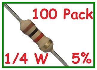 Resistors - 100 Pack - 1/4w  5% --- Most values available