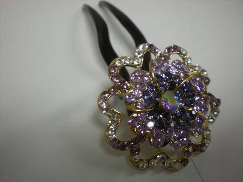 Diamante Flower Hair Clasp (in Purple and Pink)