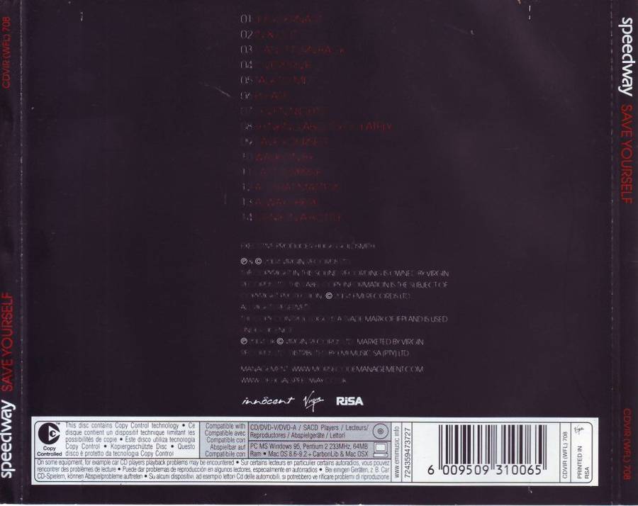 SPEEDWAY - Save yourself (CD, promo) CDVIR (WFL) 708 NM (R25 SALE)