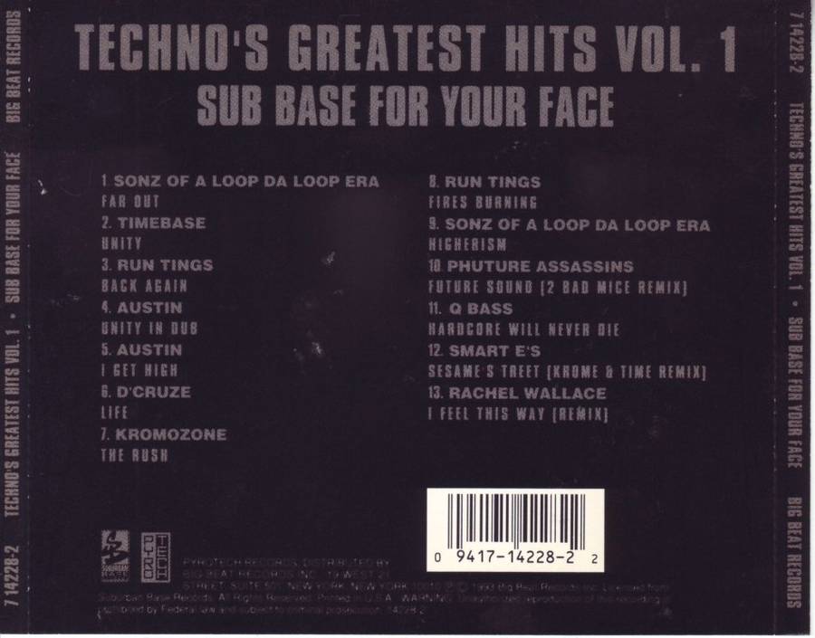 TECHNO`S GREATEST HITS VOL.1 - Sub base for your face  (CD) 7 14228-2 NM