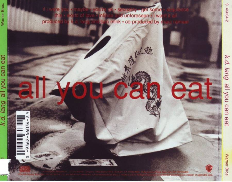 K.D. LANG - All you can eat (CD, deletion cut out on spine) 46034-2 NM-