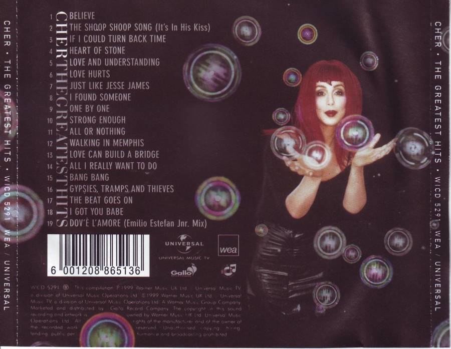 CHER - The greatest hits (CD) WICD 5291 (FREE BULK SHIPPING)