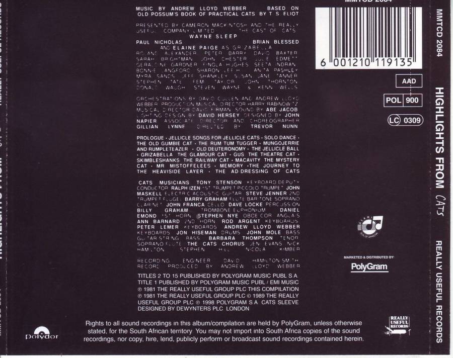 HIGHLIGHTS FROM CATS - Compilation (CD) MMTCD 2084 NM
