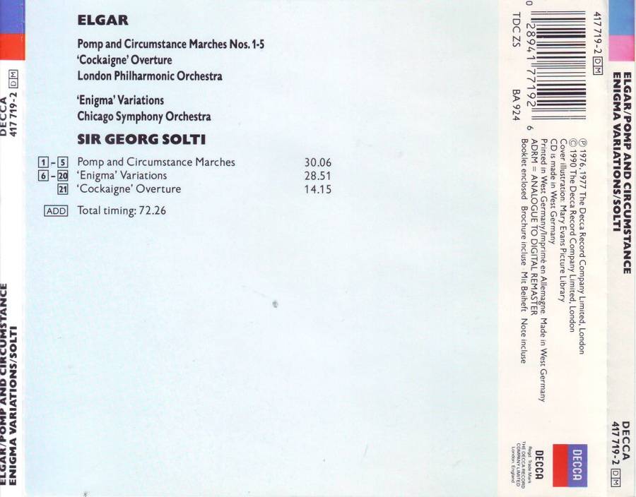 ELGAR - Pomp and circumstance marches 1-5/ enigma variations (CD) 417 719-2 NM (R25 SALE)