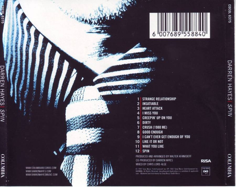DARREN HAYES - Spin (CD) CDCOL 6375