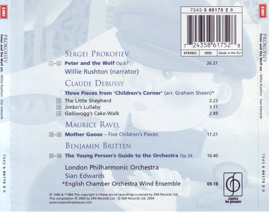 PROKOFIEV - Peter and the wolf etc (CD) 7243 5 86175 2 8 NM