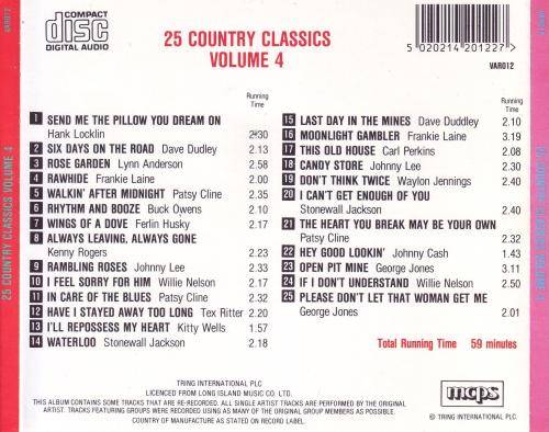 25 COUNTRY CLASSICS VOLUME 4 - Compilation (CD) VAR012 EX