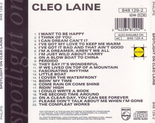 CLEO LAINE - Spotlight On Cleo Laine (CD) 848 129-2 EX