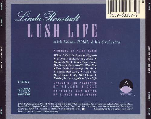 LINDA RONSTADT - Lush life (CD, target) 9 60387-2 NM