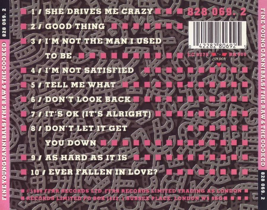 FINE YOUNG CANNIBALS   The raw and the cooked (CD)  828 069. 2 EX