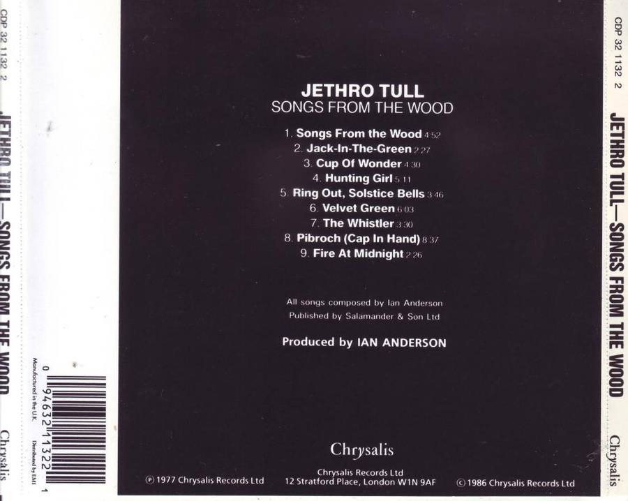 JETHRO TULL - Songs from the wood (CD) CDP 32 1132 2  NM-