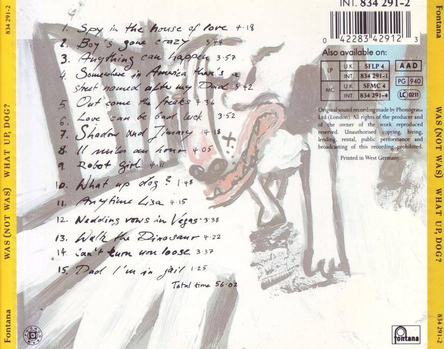 WAS (NOT WAS) - What up, dog (CD) 834 291-2 VG+
