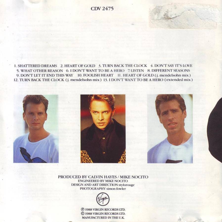 JOHNNY HATES JAZZ - Turn back the clock  CDV 2475 VG+