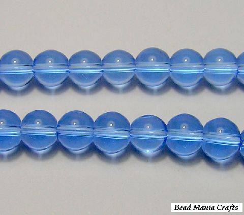 Glass bead round 4mm Lt blue - Pack of 10