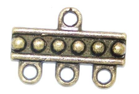Connector Antique Bronze 3-strand - 2pcs